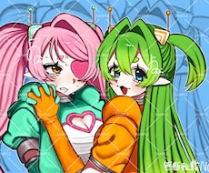 胸上イラストを2人5,000円でお描きします イメージ1