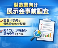 製造業向け｜展示会の優先先・回り方を整理します 事前整理で迷わない。当日は見る・聞く・比較に集中。