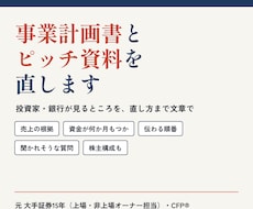 事業計画書・ピッチ資料の、投資家が見る所を直します イメージ1