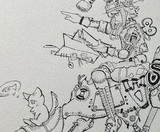 好きなものを詰め込んだ手描きイラストを描きます 少し不思議な世界観の手書きイラストを描きます。