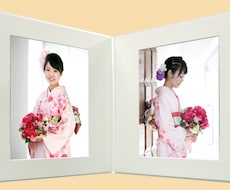 成人式の写真を綺麗な写真台紙アルバムにします ご自身で撮影した成人式の写真を綺麗に色調整をして想い出に
