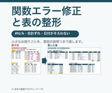 スプレッドシートの関数エラーを直し表も整えます イメージ1