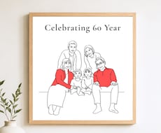 家族や友達のプレゼントに✨シンプルな似顔絵描きます おしゃれに飾れる♪結婚式・還暦祝い・誕生日ギフトに｜大人数◎