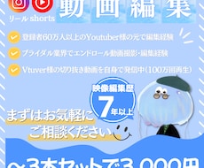 リール・shorts動画を代行で編集します 3本セットでカット・字幕・エフェクトおまかせください！