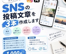 SNSの投稿文章を３本作成します イメージ1