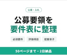 公募要領・入札仕様書から要件表を作ります イメージ1