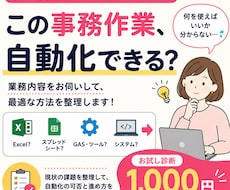 この事務作業、自動化できるか診断します その手作業、もっとラクにできるかもしれません」