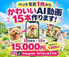 ペット写真1枚からAIリール動画15本作ります イメージ1