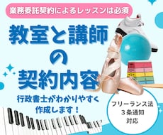 教室と講師の契約内容をわかりやすい書面にします 業務委託による講師（インストラクター）がいる教室様向け
