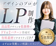 ５名限定のモニター価格☆高品質LP制作します FV２パターン作成・有料素材付きでハイクオリティ☆