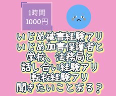 いじめ被害者と保護者、先生からの相談のります イメージ1