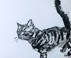 推しキャラクターから愛するペットを、水墨画にします イメージ1