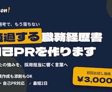 通過率を上げる職務経歴書・自己PRを作成します 採用担当に響く言葉へ。書類選考の通過を丁寧にサポートします。