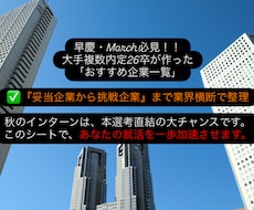 27卒業界別おすすめ企業一覧シート販売します イメージ1