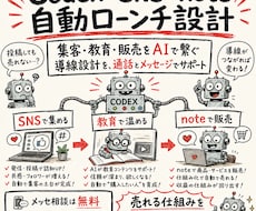 Codex×SNS×note自動ローンチ設計します 集客・教育・販売をAIで繋ぐ導線設計を、通話とメッセサポート