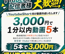 YTshort向け5本/3,000円で承ります イメージ1