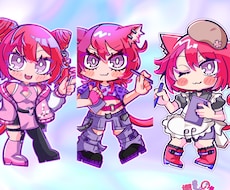彩度の高い配色でデフォルメキャラクターを描きます イメージ1