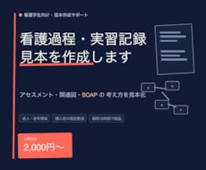 看護過程・実習記録の見本を作成します 臨床経験10年×プレ専門看護師の私が実習記録の見本を作ります
