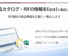 商品カタログ・PDFの情報をExcelに転記します イメージ1
