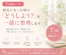病気になった時の「どうしよう？」を一緒に整理します 病院で聞けなかった疑問や今後の生活について一緒に考えます