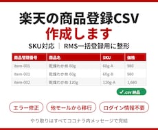 楽天の商品登録CSVをSKU対応で作成します イメージ1