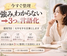 今すぐ整理｜強みを3つに言語化します 最短1日｜モヤモヤを言葉にします