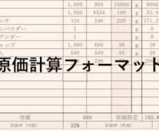 個人飲食店向けの原価帳票作成します イメージ1