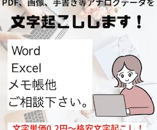 文字0.2円〜アナログデータから文字起こしします イメージ1