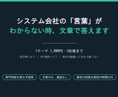 システム会社の言葉がわからない時、文章で答えます イメージ1