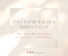 丁寧な言語化でロゴ前の迷いを解消します ブランドの“核”を見つける方向性ヒアリング