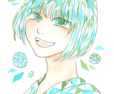 水彩で宝石のようなキラキラした似顔絵を描きます イメージ1
