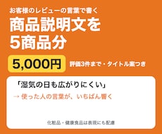 レビューの言葉で商品説明文を5商品分作ります イメージ1