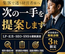 次の集客に迷うあなたへ。最適の戦略を提案します SNS？広告？今の御社に「本当に必要な施策」を調査します