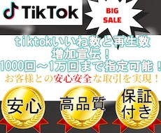 いいね数と再生数を1000ずつ増やします tiktokでバズろう！いいね数と再生数を格安で提供！！