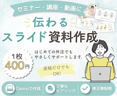 セミナー・講座・動画の「伝わる」スライドを作ります 内容を整理して、Canvaで見る人に伝わる資料に仕上げます
