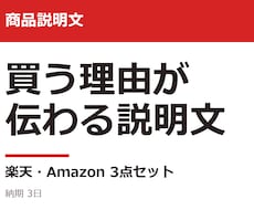 楽天・Amazonで選ばれる商品説明文を書きます 1,000円・3点セット・納期3日