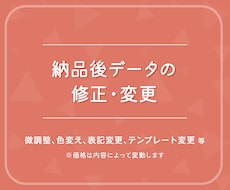 納品後データの修正・変更の対応をいたします 一部変更、色変え、テンプレート変更などご相談ください
