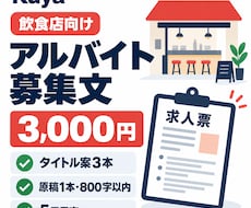 飲食店のアルバイト募集文を整えます 店長目線で仕事内容と条件を伝える求人原稿