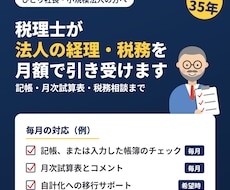 税理士が法人の経理と税務を月額で引き受けます イメージ1