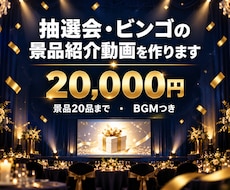 AIで抽選会・ビンゴの景品紹介動画を作ります 景品の写真と名前を並べて、会場が盛り上がる動画に