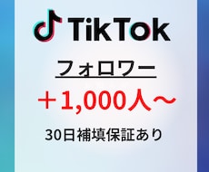 TikTokフォロワー＋1,000人～ 増やします ✅保証付き/カテゴリー最低価格！/振り分け有り！