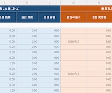 夜勤・交替制シフト専用の勤怠集計Excel作ります イメージ1