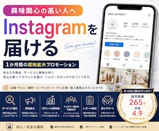 Instagramで見込み客への認知を広げます ターゲットに合わせて1か月プロモーション｜販売実績265件
