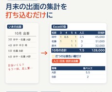 職人の出面表・出勤簿をExcelの型に作ります イメージ1
