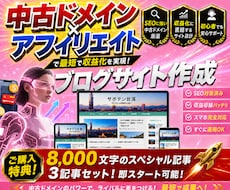 中古ドメイン×アフィリエイトサイト作成します 8,000文字のスペシャル記事3記事セット！即スタート可能！