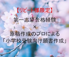 リピート様限定　小学校受験向け「願書作成」します 第一志望合格経験×原稿作成のプロによる小学校受験向け願書作成