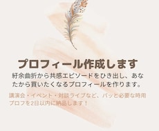 ハッとする紆余曲折プロフィール作成します 講演会やSNSプロフ、ストーリーで引きこむ文面を作成します。