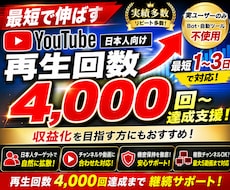 YouTube日本人動画再生4000回迄宣伝します 動画4000回～3万再生:平均視聴時間12～15分
