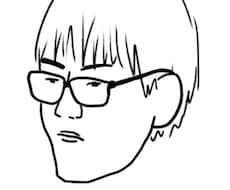 似顔絵描きます 白黒の線が太めの似顔絵で、顔写真のトレスとなります