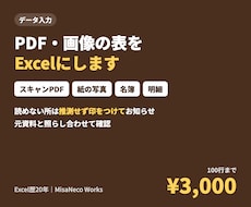 PDFや画像の表・名簿をExcelに入力します イメージ1